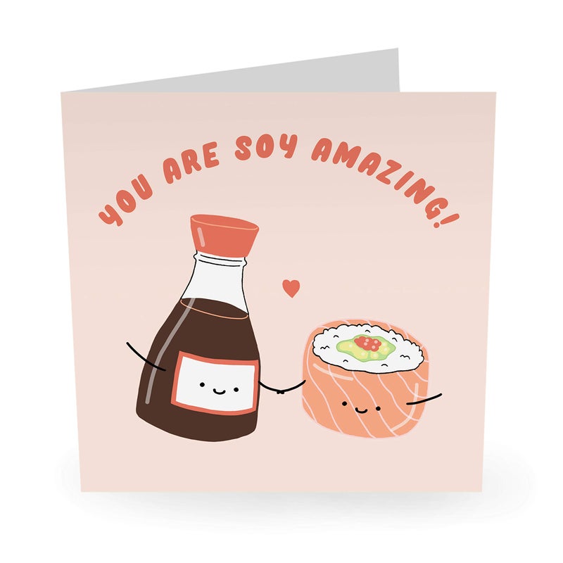 CENTRAL 23 Cute Anniversary Love Card For Men Women Adult - Youâ€™re Soy Amazing - Husband Wife Valentines Day Card - Pun - Funny Anniversary Card for Boyfriend Girlfriend - Comes With Fun Stickers - Image 2
